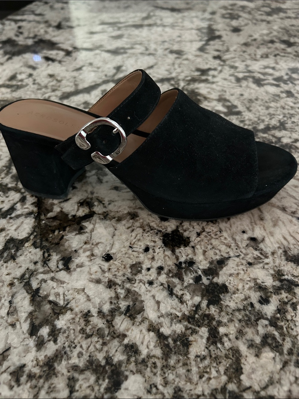 Aerosoles Cosmic black suede platform sandals